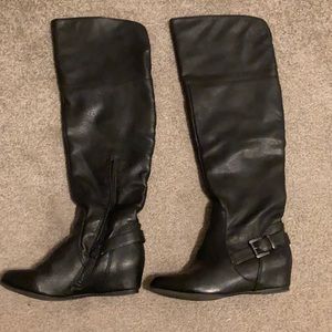 ALDO Black knee high wedge boot size 6